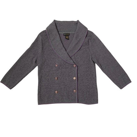 Grace Dane Lewis Vintage Blazer Double Breasted Classic Sweater Heather Gray M - Picture 10 of 16